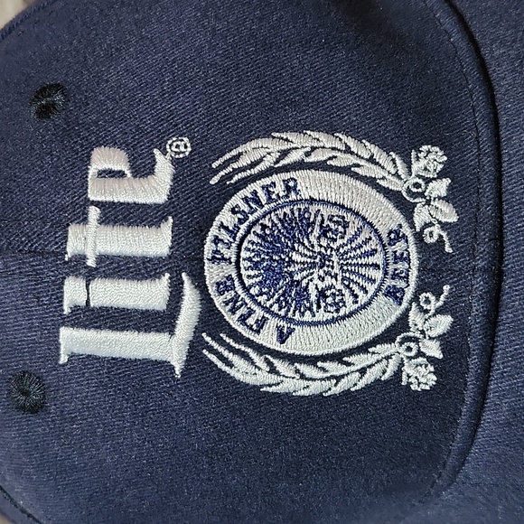 MILLER LITE EMBROIDERED NAVY BLUE SNAP-BACK HAT - Picture 2 of 13